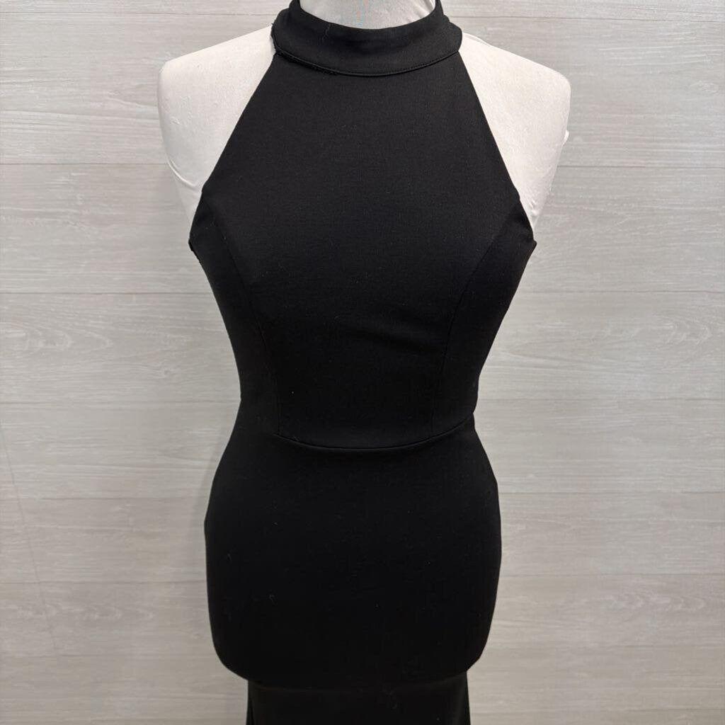 Lulus Black High Neck Long Formal Dress Small