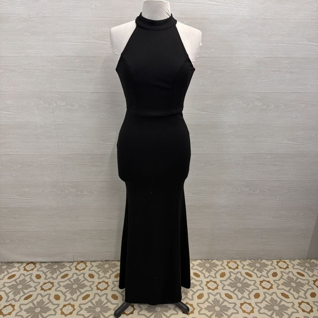 Lulus Black High Neck Long Formal Dress Small