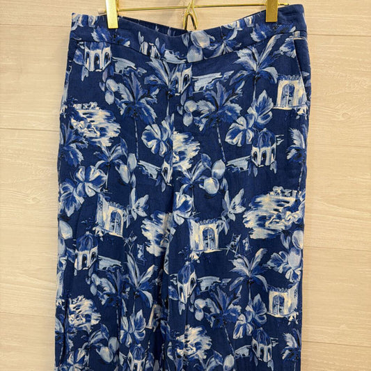 Loft Blue Print High Waisted Wide Leg Pants Medium Tall