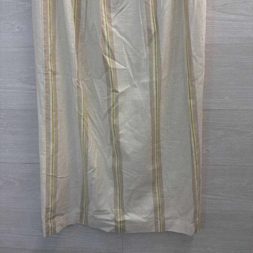 Cream/ Beige/ Green Striped Midi Skirt Medium