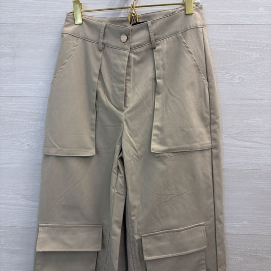 Pretty Little Thing Beige High Waisted Cargo Trouser Pants 6