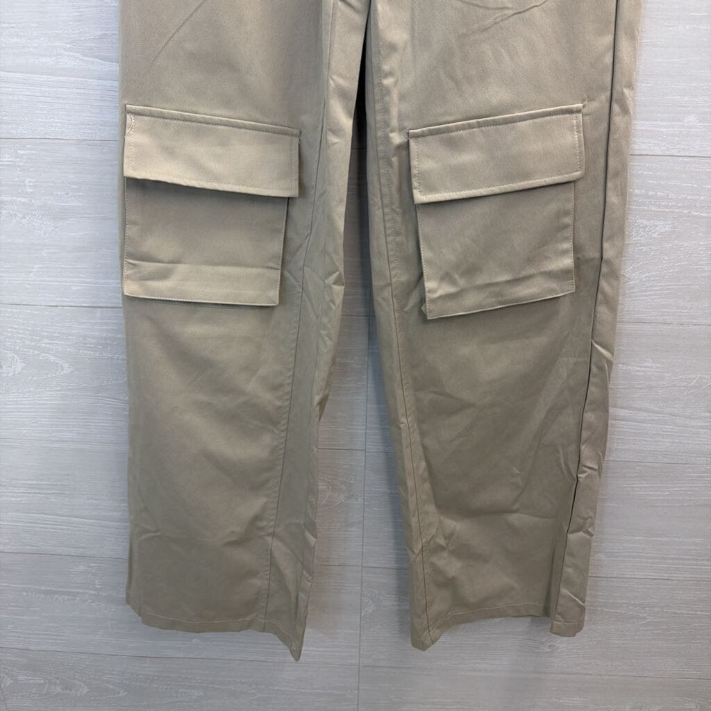 Pretty Little Thing Beige High Waisted Cargo Trouser Pants 6