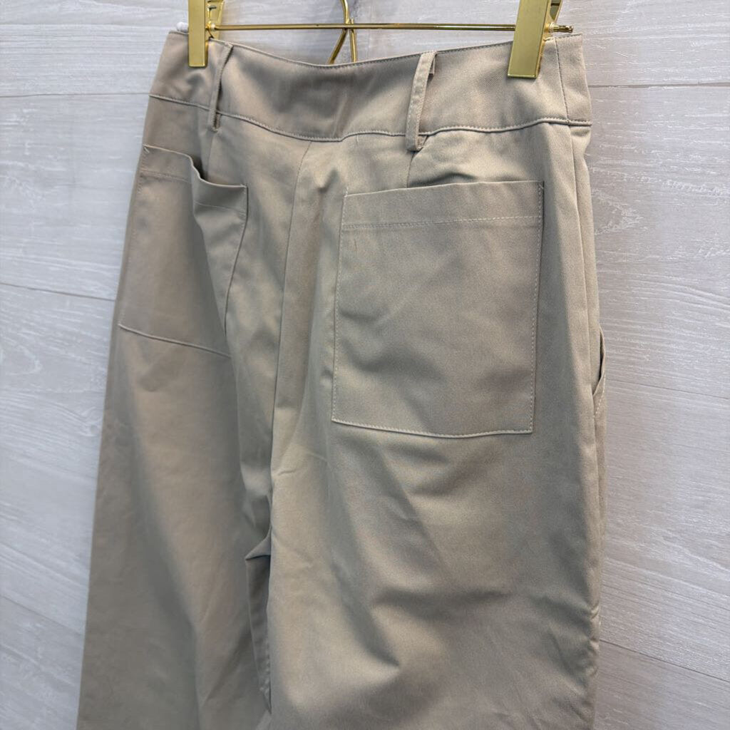 Pretty Little Thing Beige High Waisted Cargo Trouser Pants 6