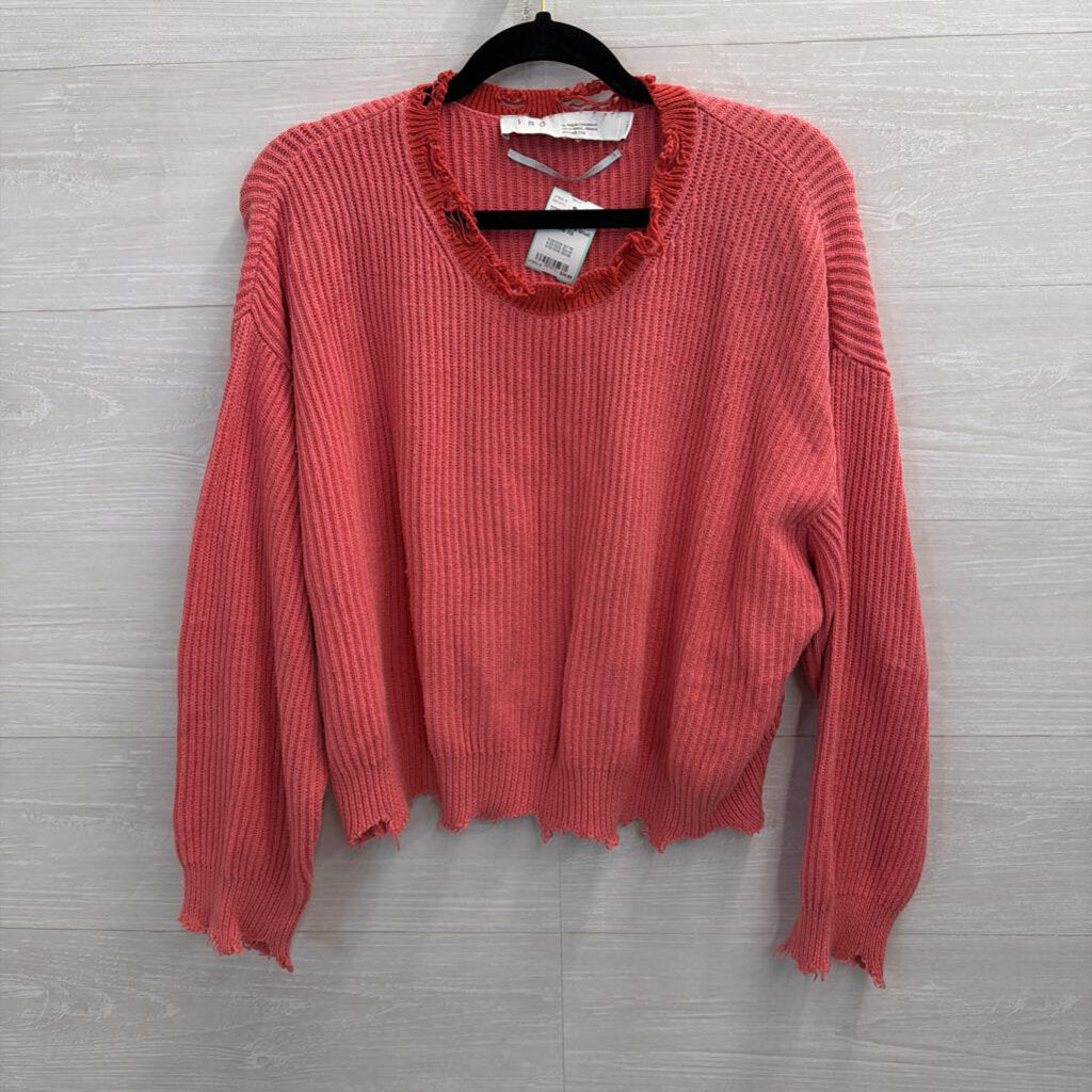 IRO Pink Distressed Knit Sweater Extra Small