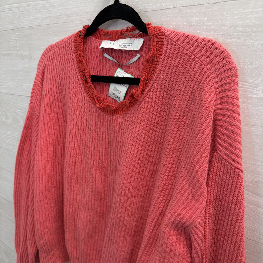 IRO Pink Distressed Knit Sweater Extra Small