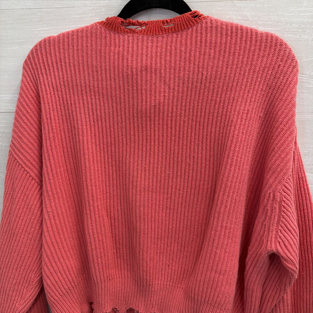 IRO Pink Distressed Knit Sweater Extra Small