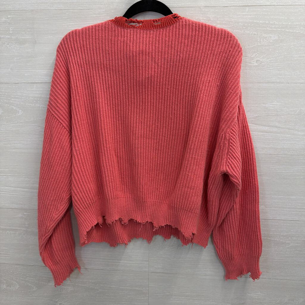 IRO Pink Distressed Knit Sweater Extra Small