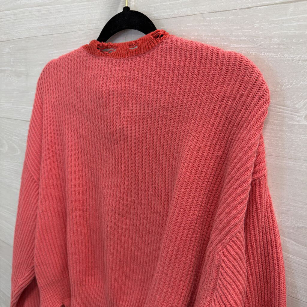 IRO Pink Distressed Knit Sweater Extra Small