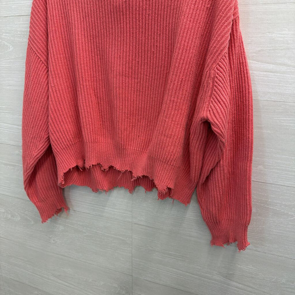 IRO Pink Distressed Knit Sweater Extra Small
