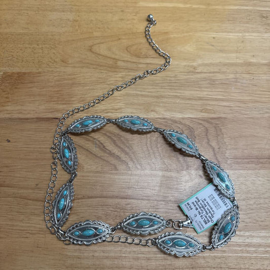 Silver/ Turquoise Chain Medallion Belt Medium
