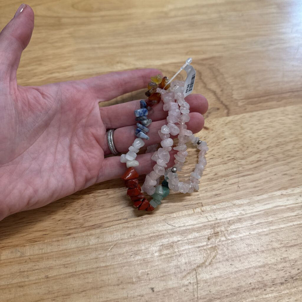 Set of Three Stone Stretchy Bracelets