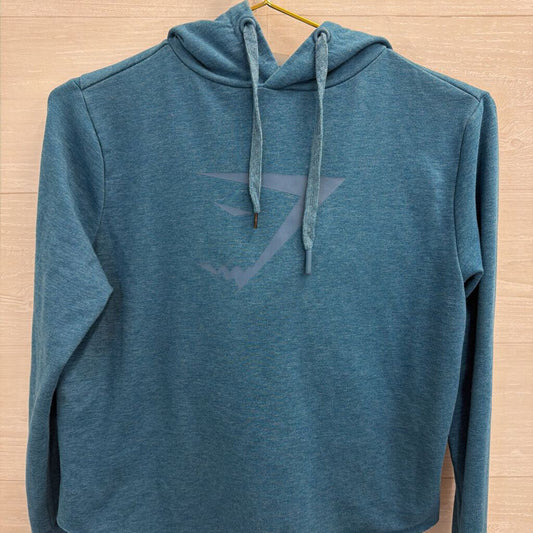 Gym Shark Blue Logo Cropped Hoodie Small