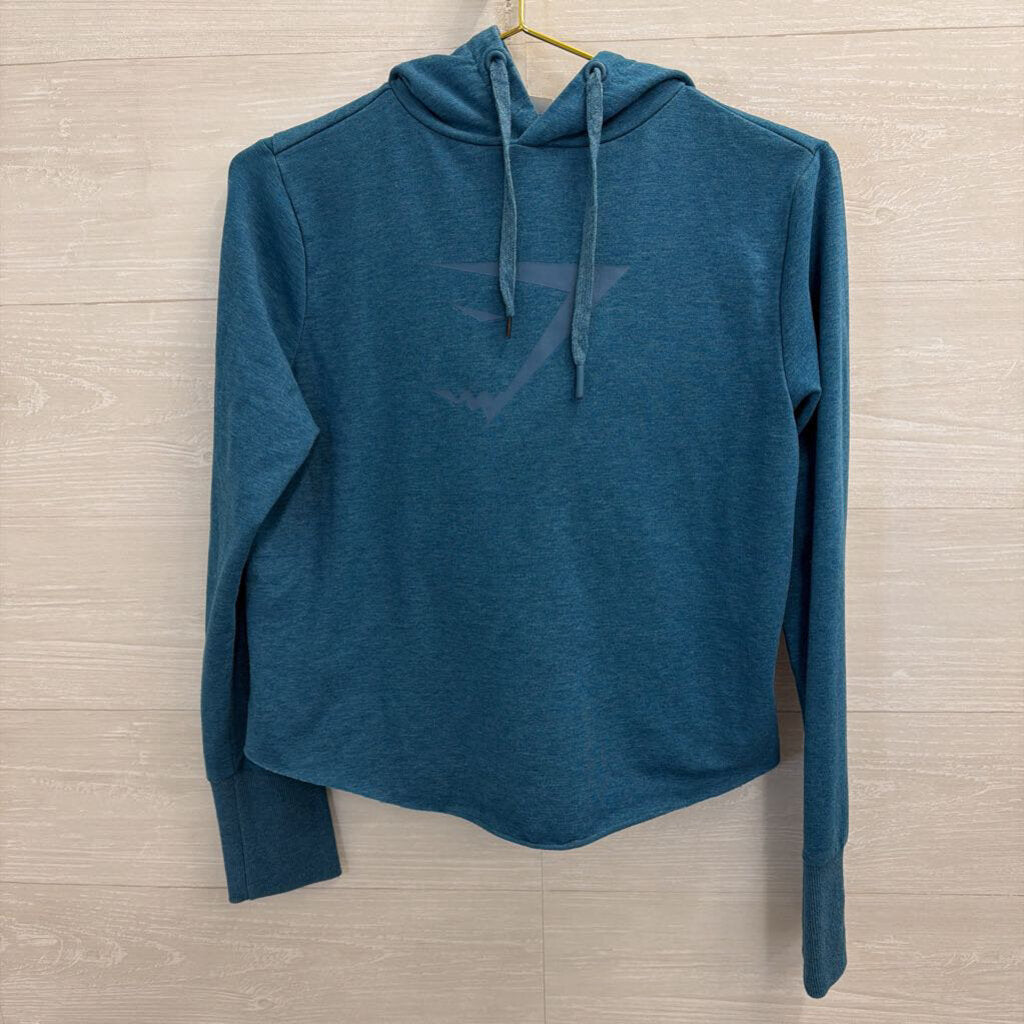 Gym Shark Blue Logo Cropped Hoodie Small