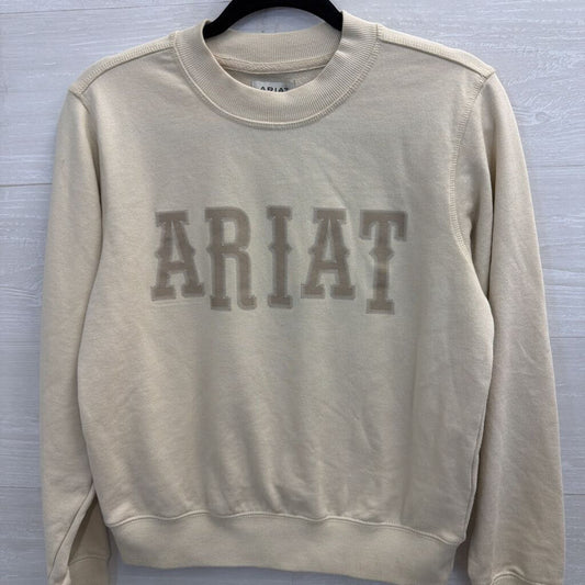 Ariat Beige Logo Cropped Pullover Extra Small