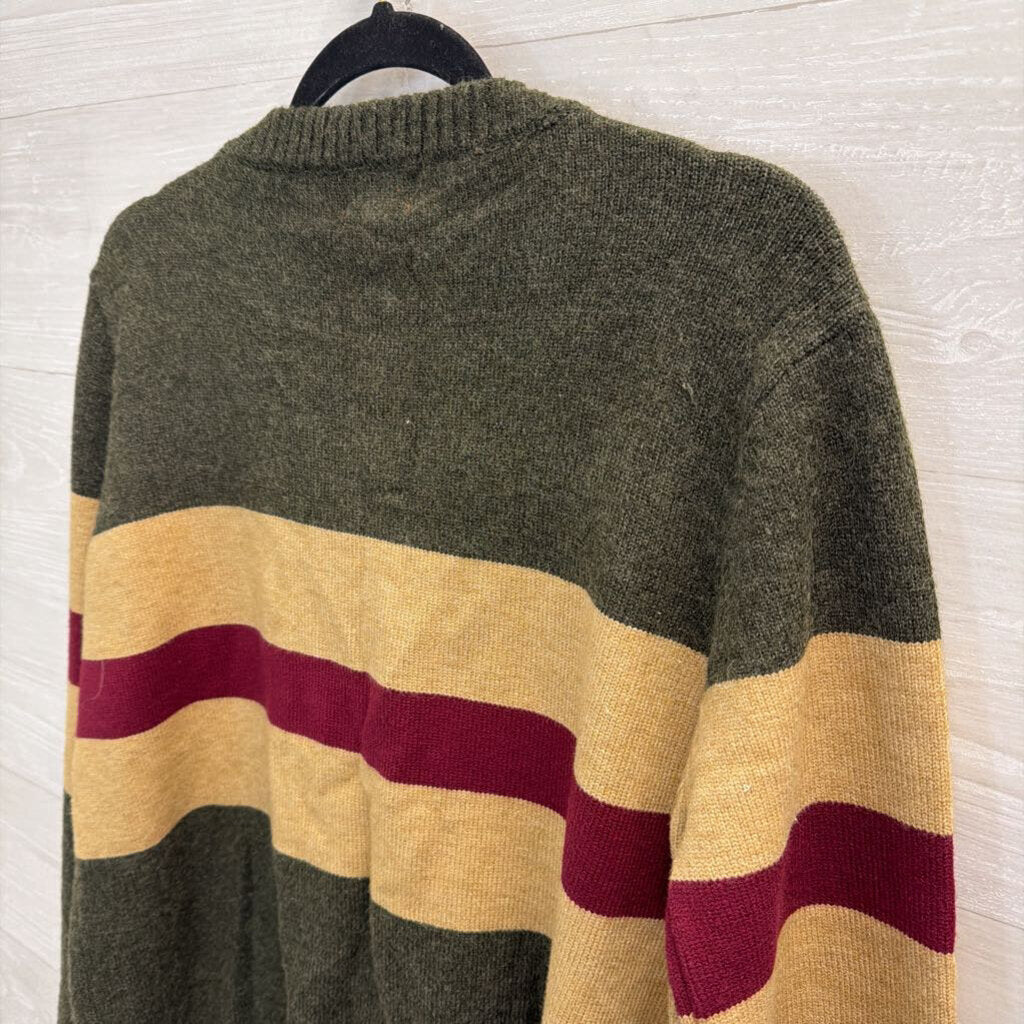 POL Grey/ Beige/ Red Stripe Detail Cardigan Sweater Small