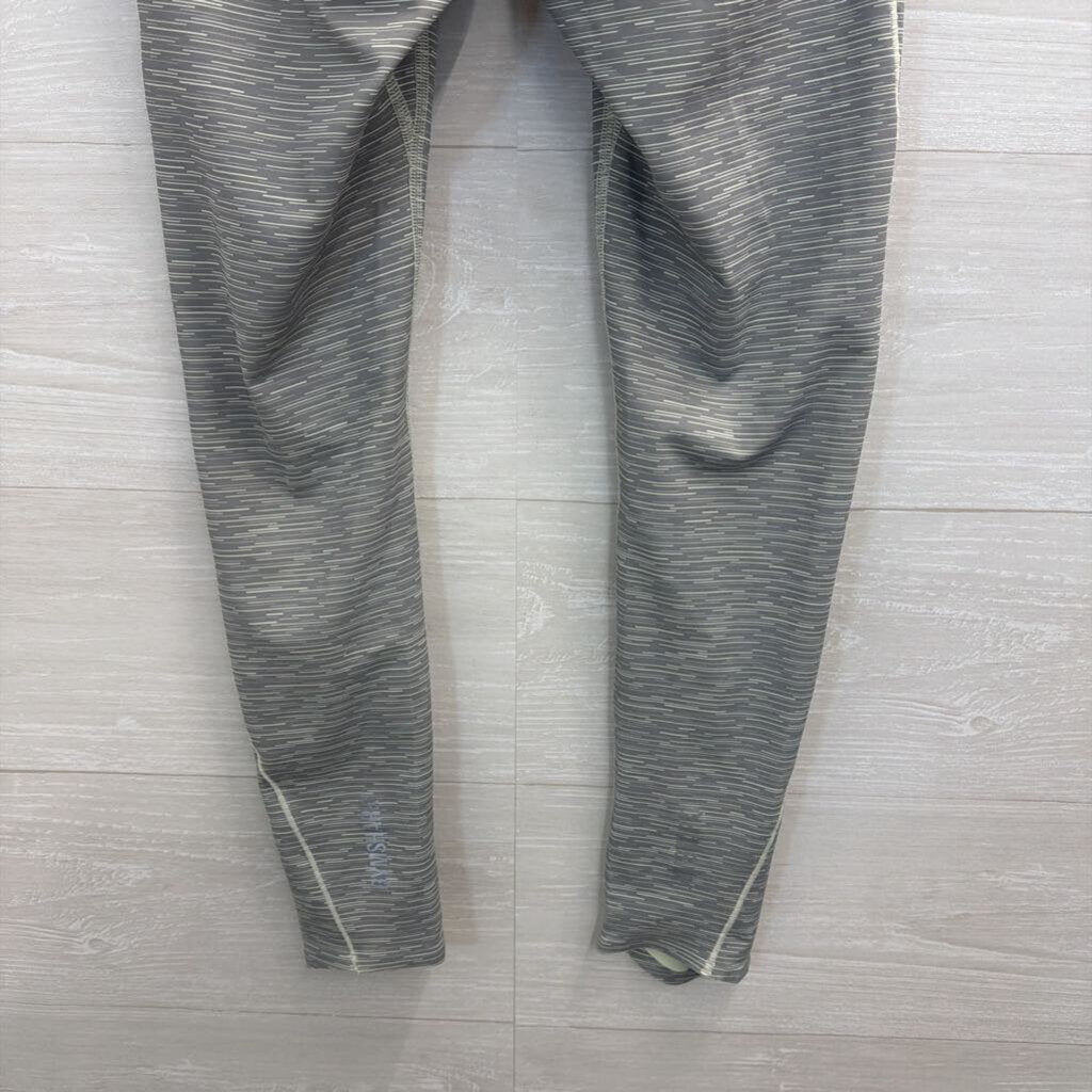 Gym Shark Grey Stripe Print Leggings Small