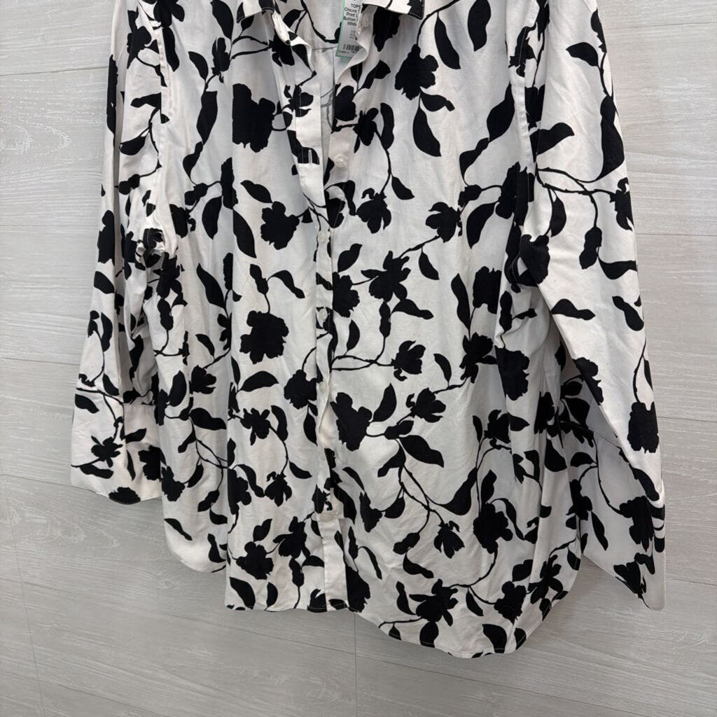 Chicos White/ Black Print Long Sleeve Button Down Top 20