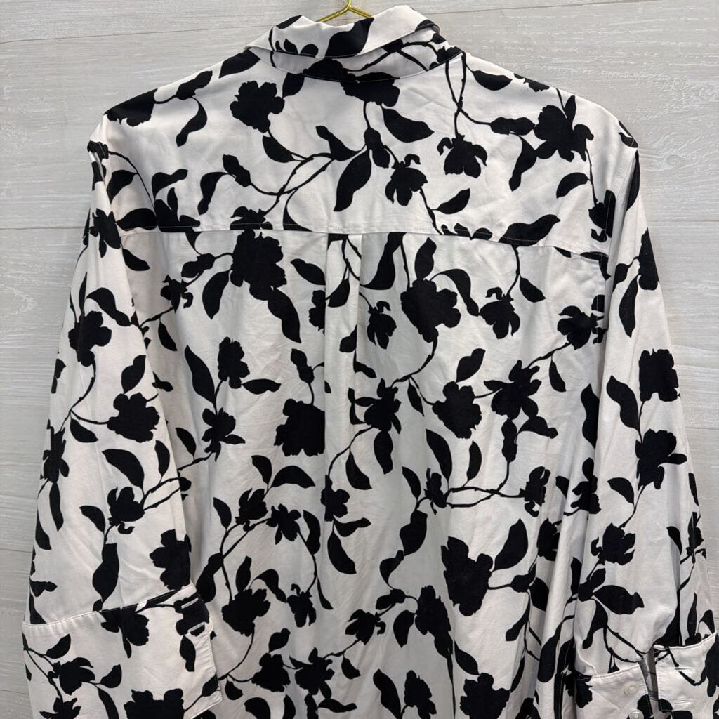 Chicos White/ Black Print Long Sleeve Button Down Top 20