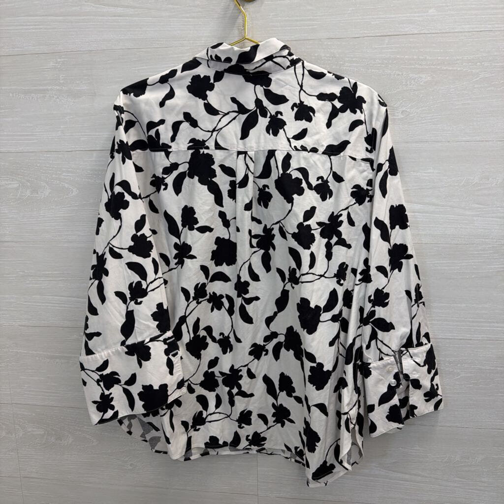 Chicos White/ Black Print Long Sleeve Button Down Top 20