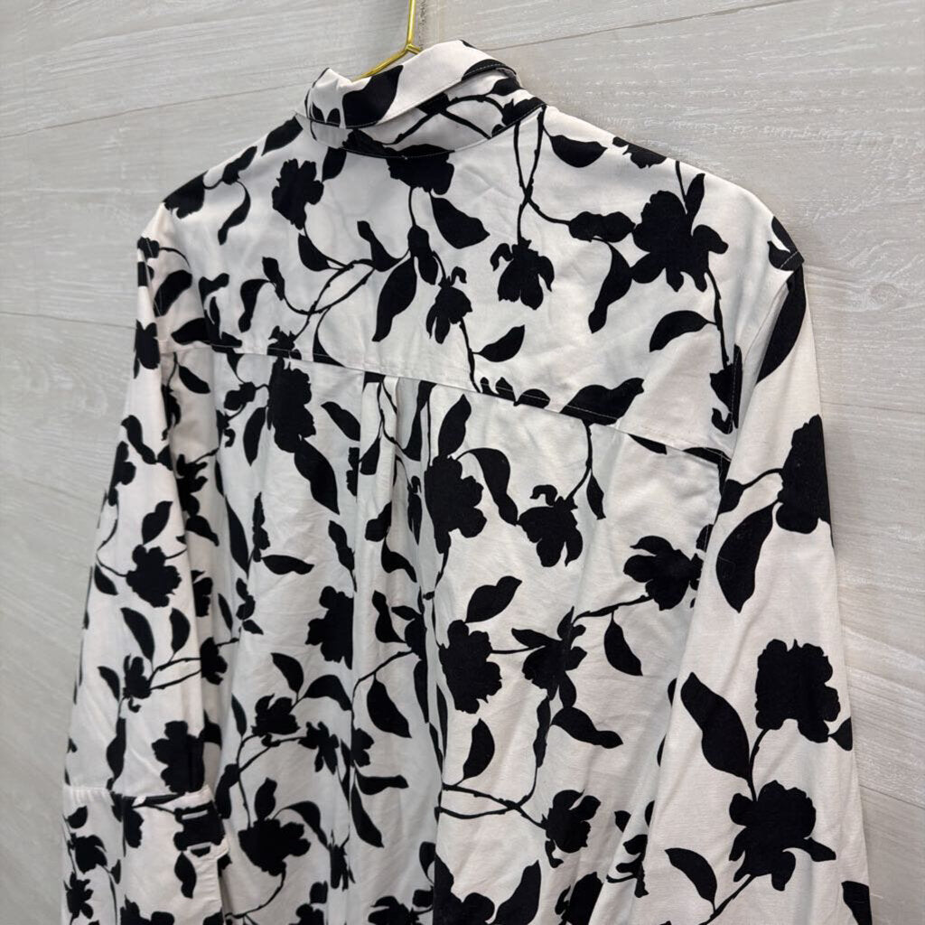 Chicos White/ Black Print Long Sleeve Button Down Top 20