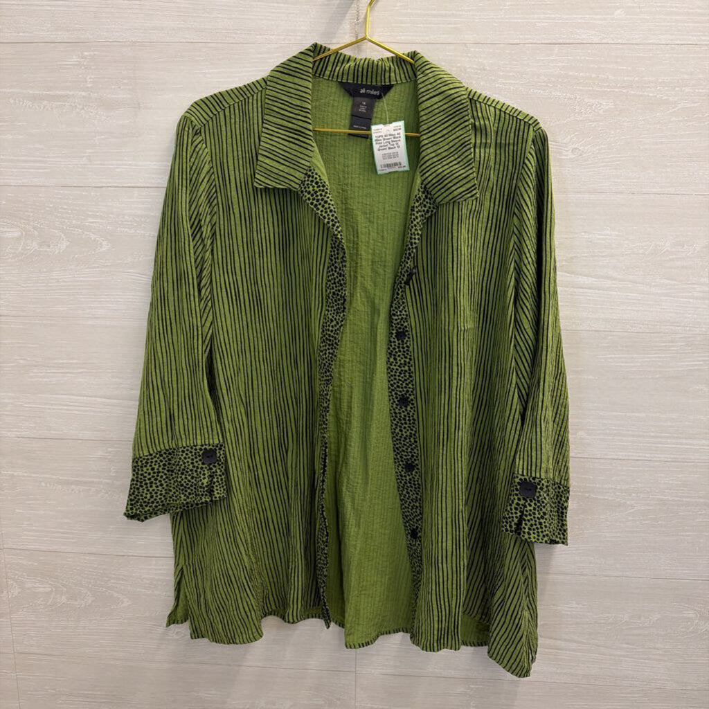 Ali Miles Green/ Black Print Long Sleeve Jacket Top 1X
