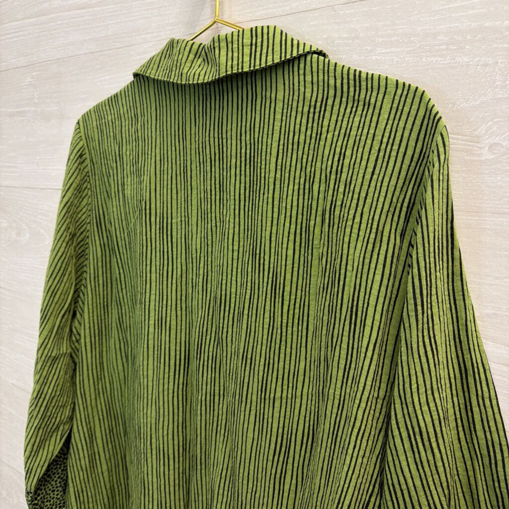 Ali Miles Green/ Black Print Long Sleeve Jacket Top 1X