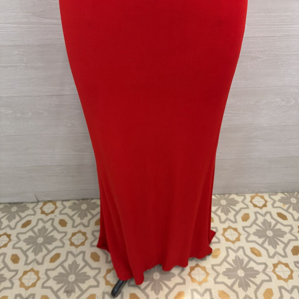 Blush Red Beaded Strap Long Formal Dres 14