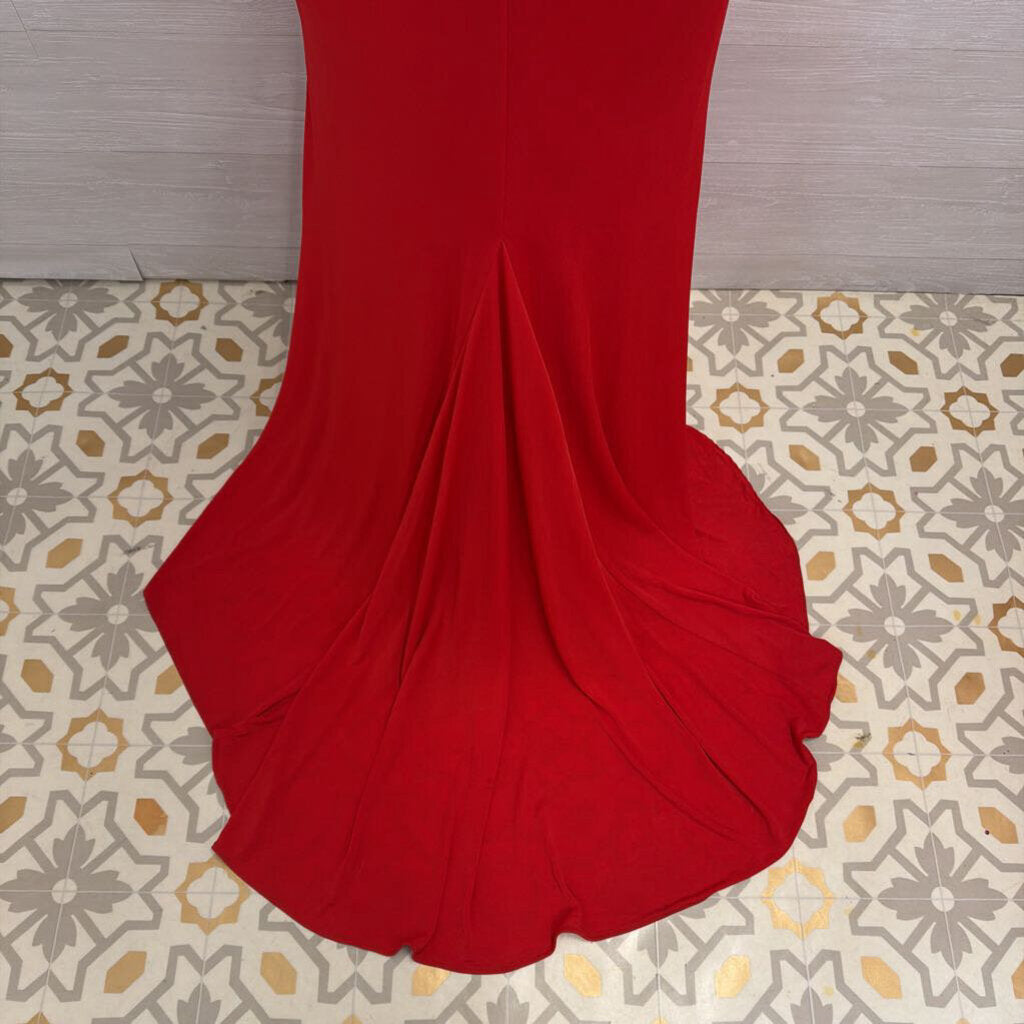 Blush Red Beaded Strap Long Formal Dres 14