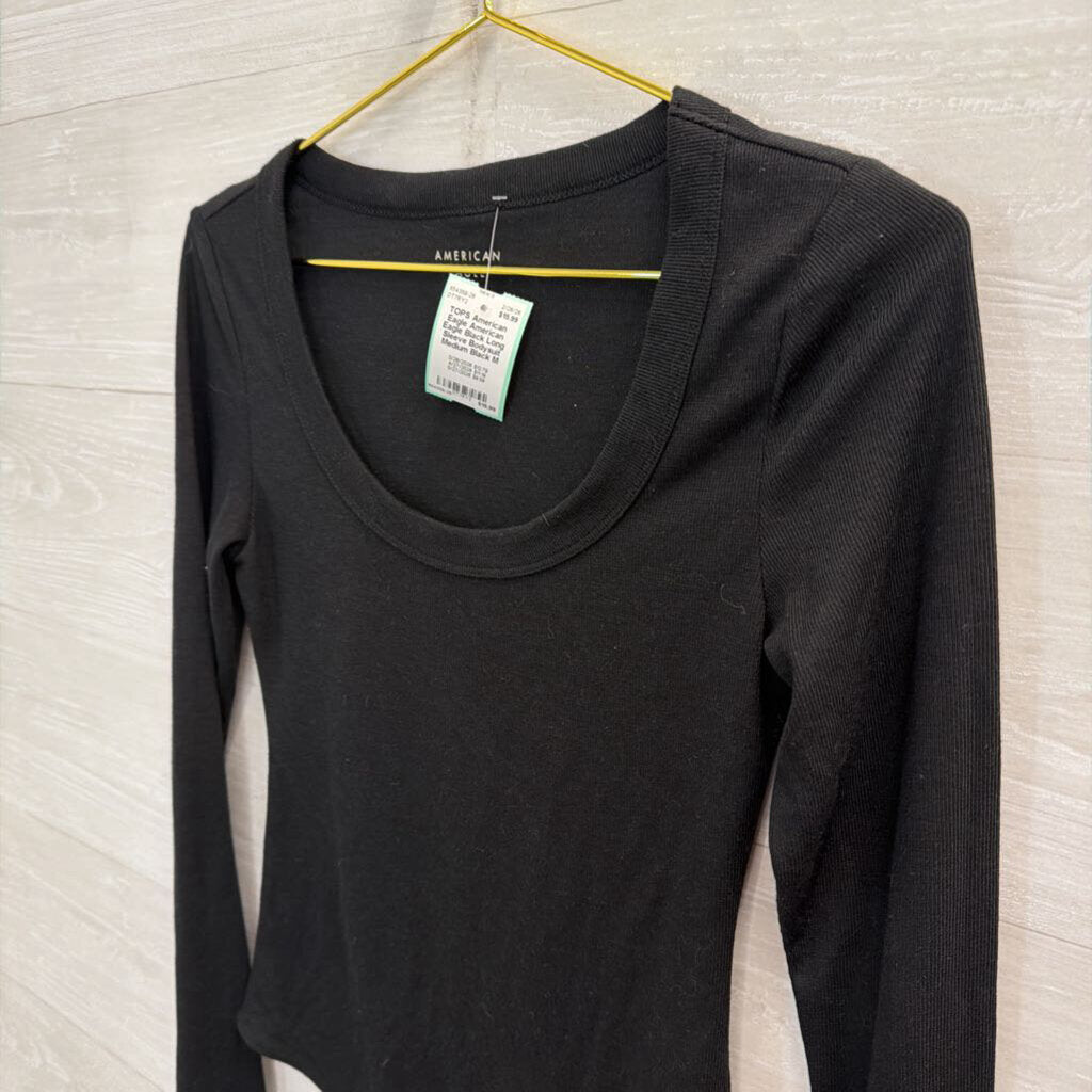 American Eagle Black Long Sleeve Bodysuit Medium