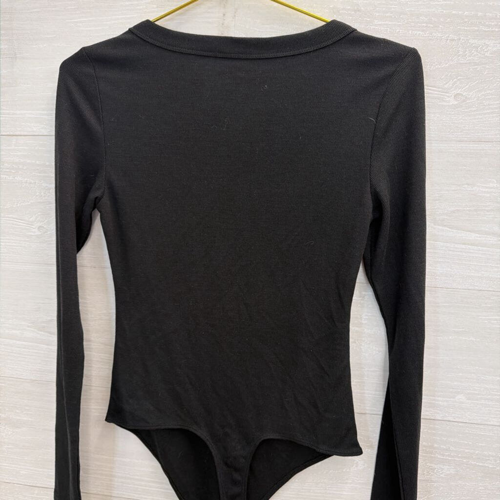 American Eagle Black Long Sleeve Bodysuit Medium
