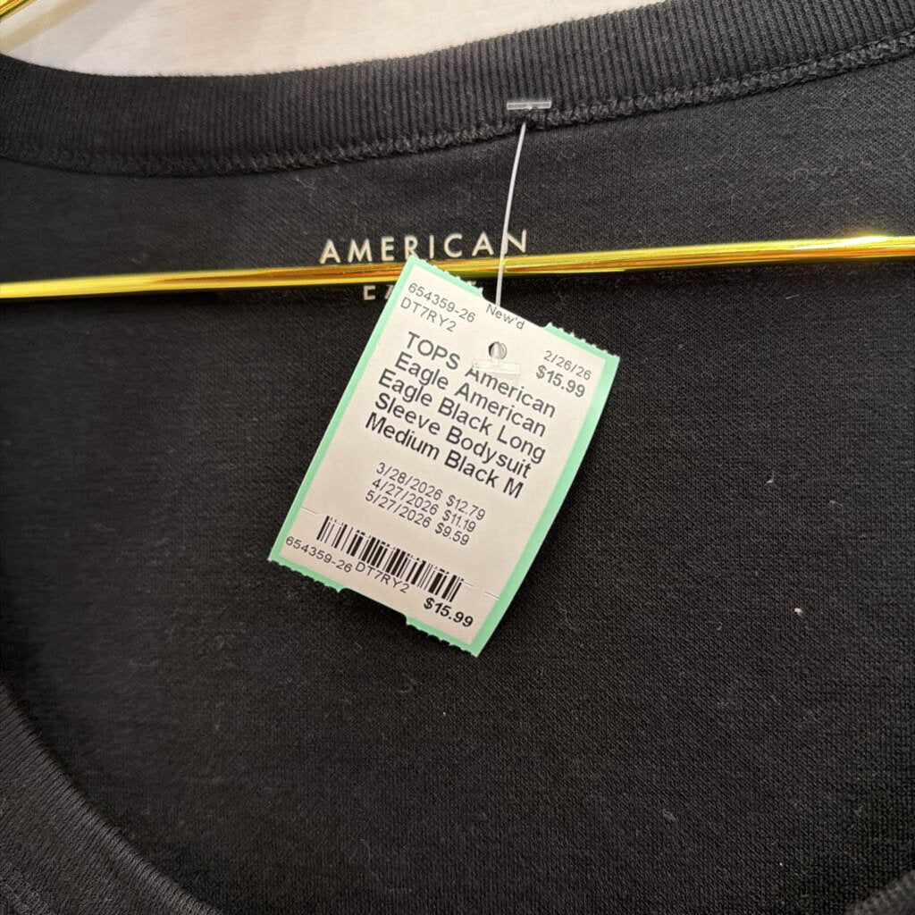 American Eagle Black Long Sleeve Bodysuit Medium