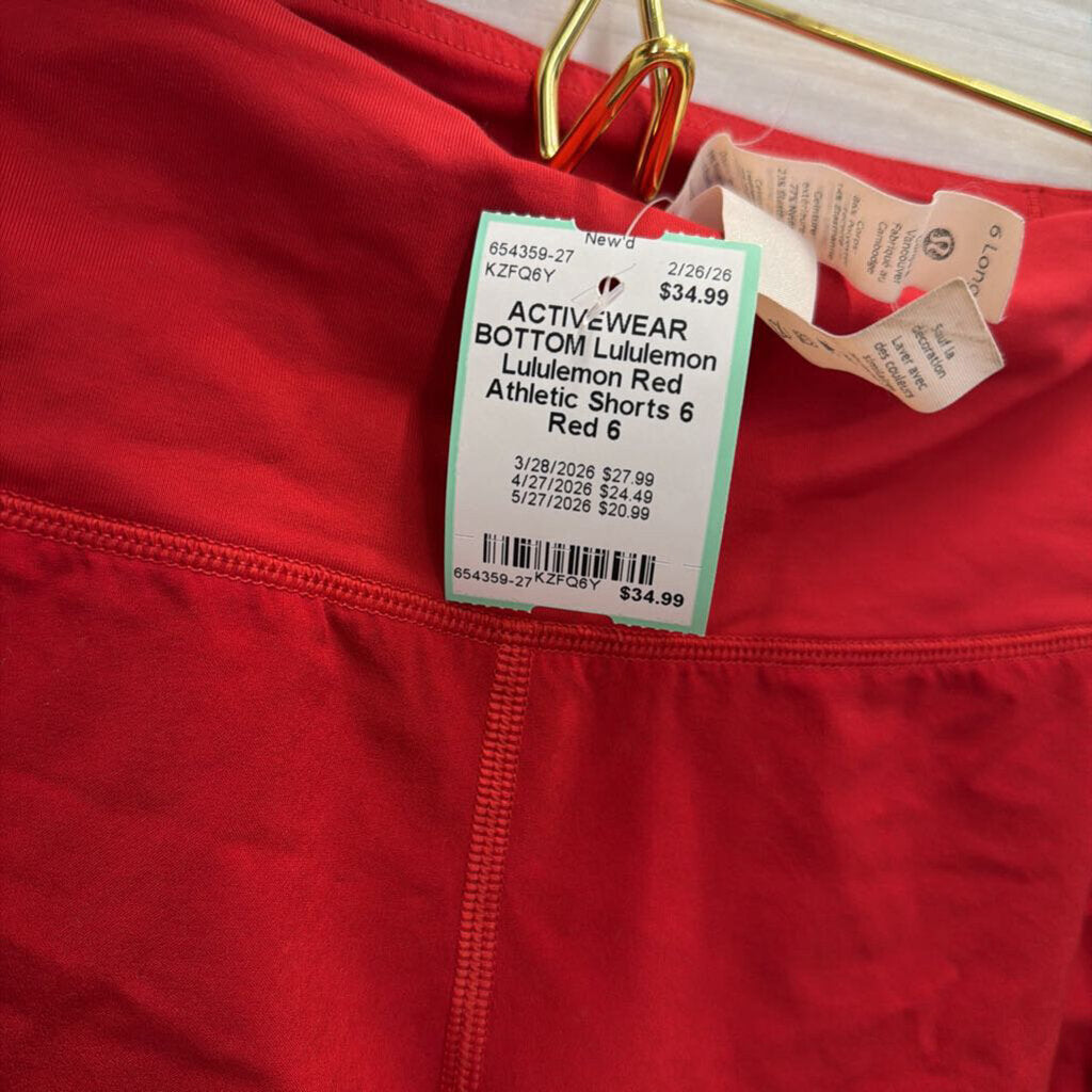 Lululemon Red Athletic Shorts 6 Tall
