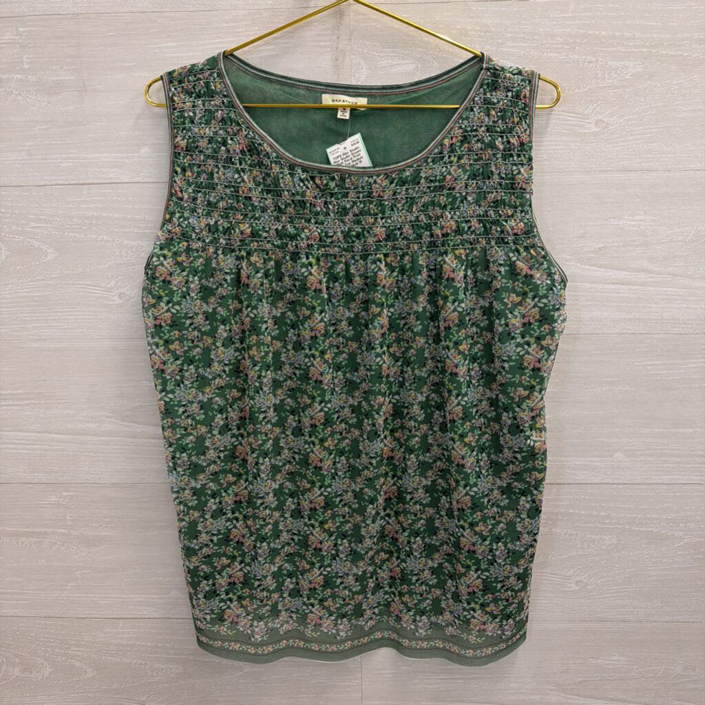 Max Studio Green/ Multi Floral Print Tank Top Medium