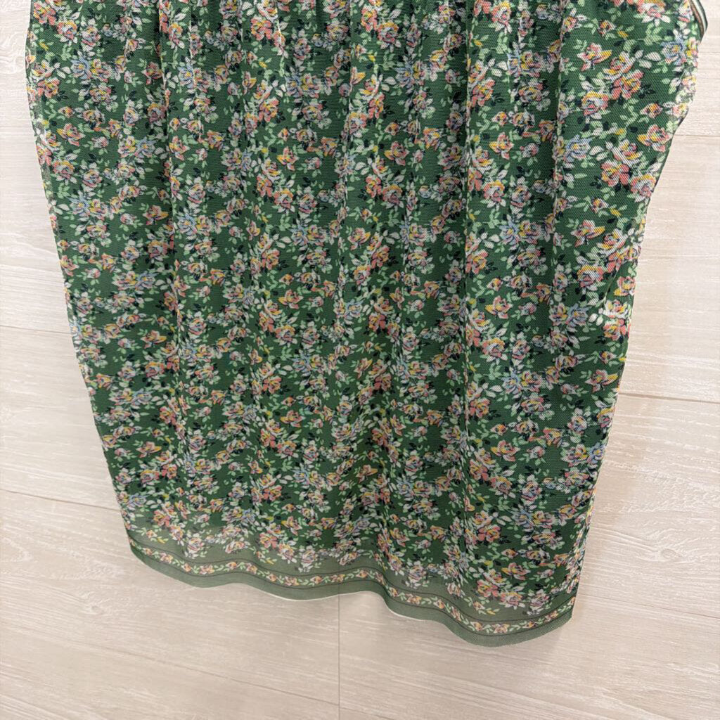 Max Studio Green/ Multi Floral Print Tank Top Medium
