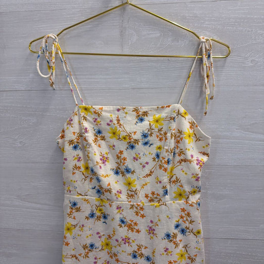 White/ Multi Floral Print Mini Dress Medium