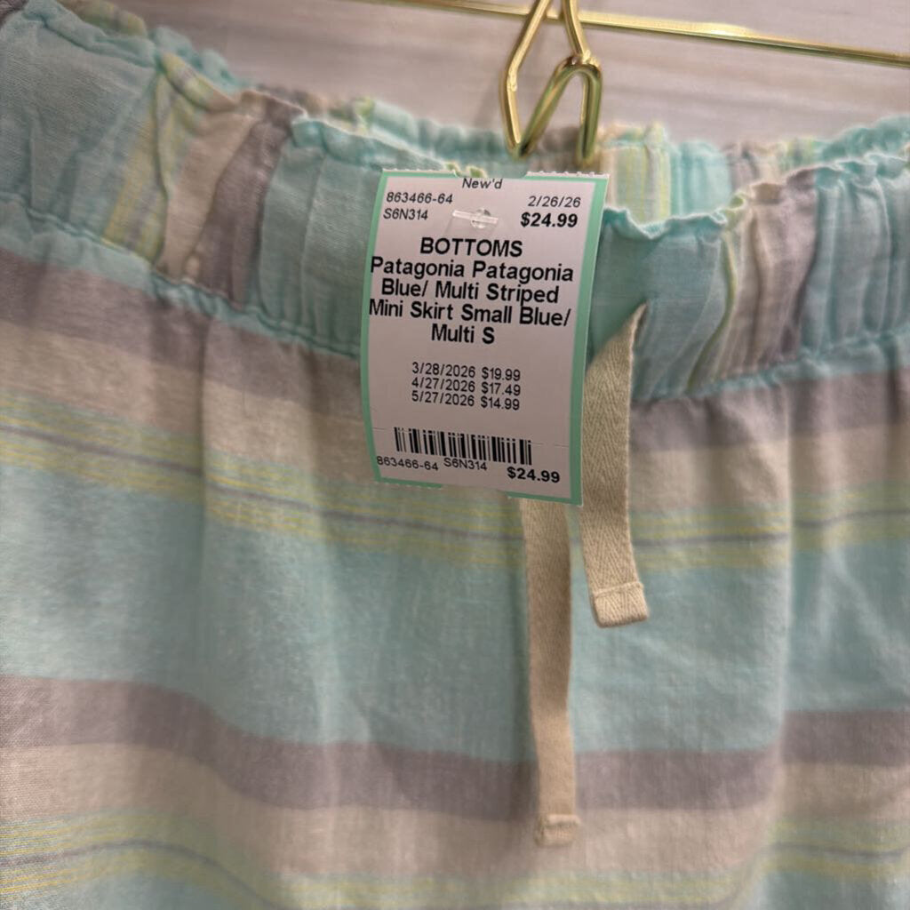 Patagonia Blue/ Multi Striped Mini Skirt Small