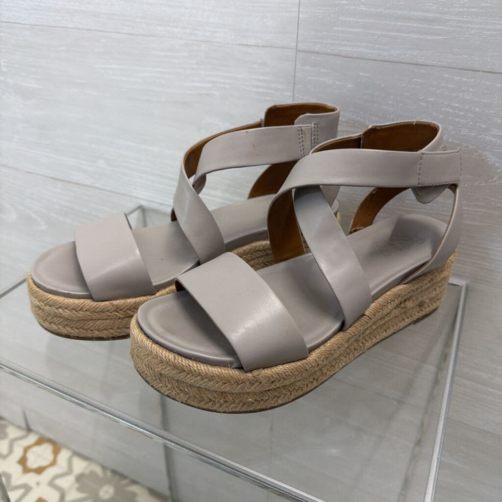 Franco Sarto Grey Tabatha Espadrille Wedge Sandals 8