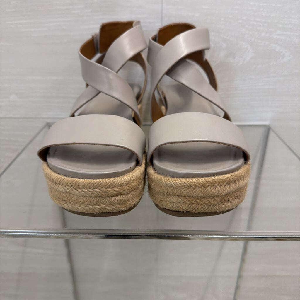 Franco Sarto Grey Tabatha Espadrille Wedge Sandals 8