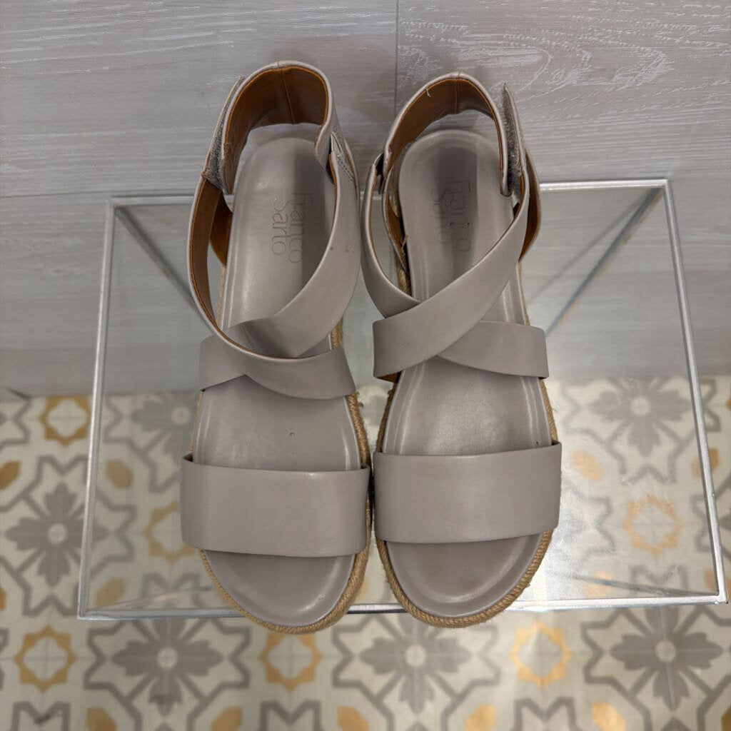 Franco Sarto Grey Tabatha Espadrille Wedge Sandals 8