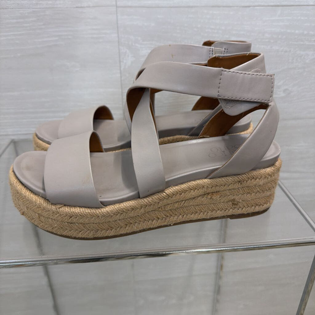 Franco Sarto Grey Tabatha Espadrille Wedge Sandals 8