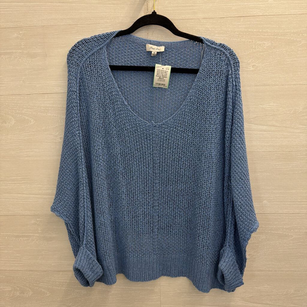 Petal Dew Blue Open Knit Long Sleeve Slouchy Sweater Medium