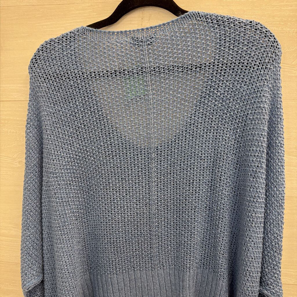 Petal Dew Blue Open Knit Long Sleeve Slouchy Sweater Medium