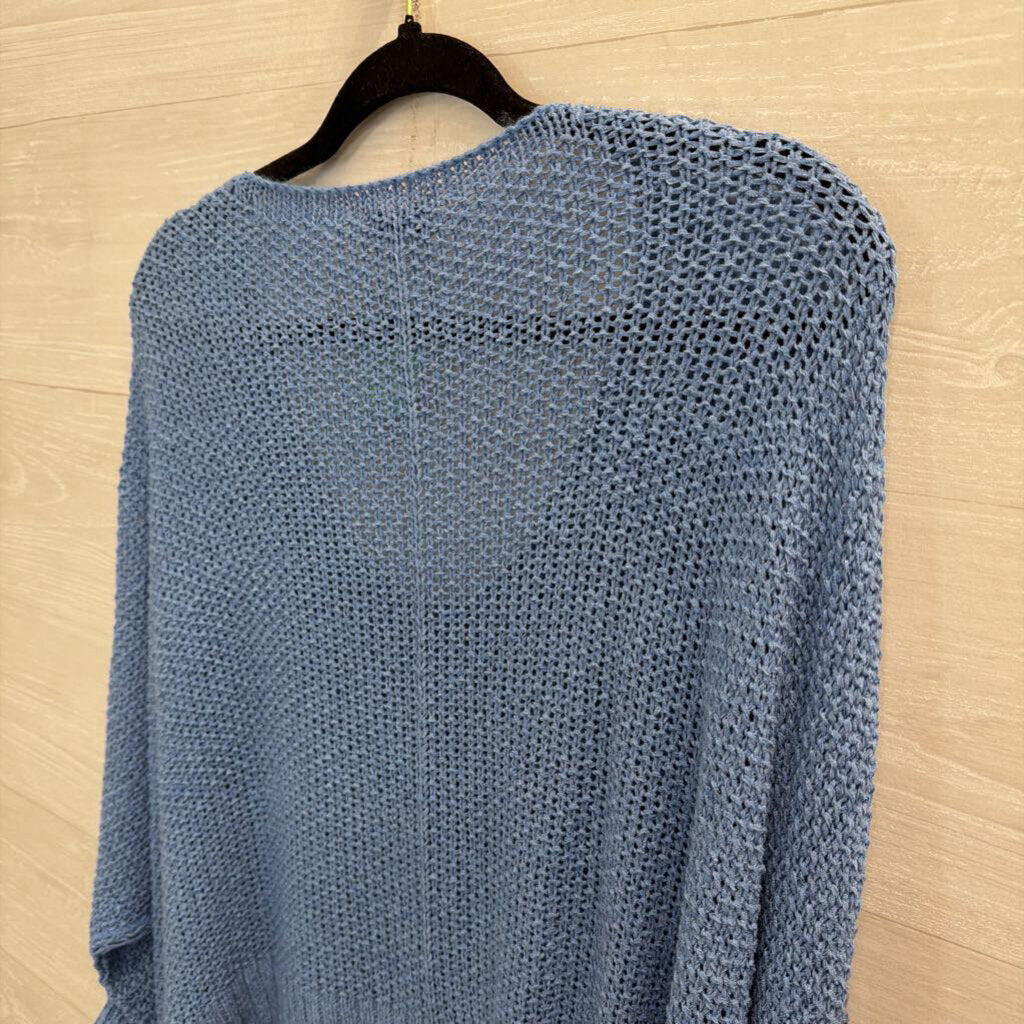 Petal Dew Blue Open Knit Long Sleeve Slouchy Sweater Medium