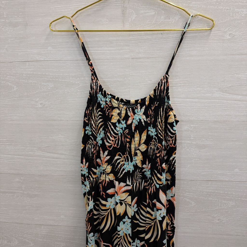 Rip Curl Black/ Multi Tropical Floral Print Jumpsuit Medium