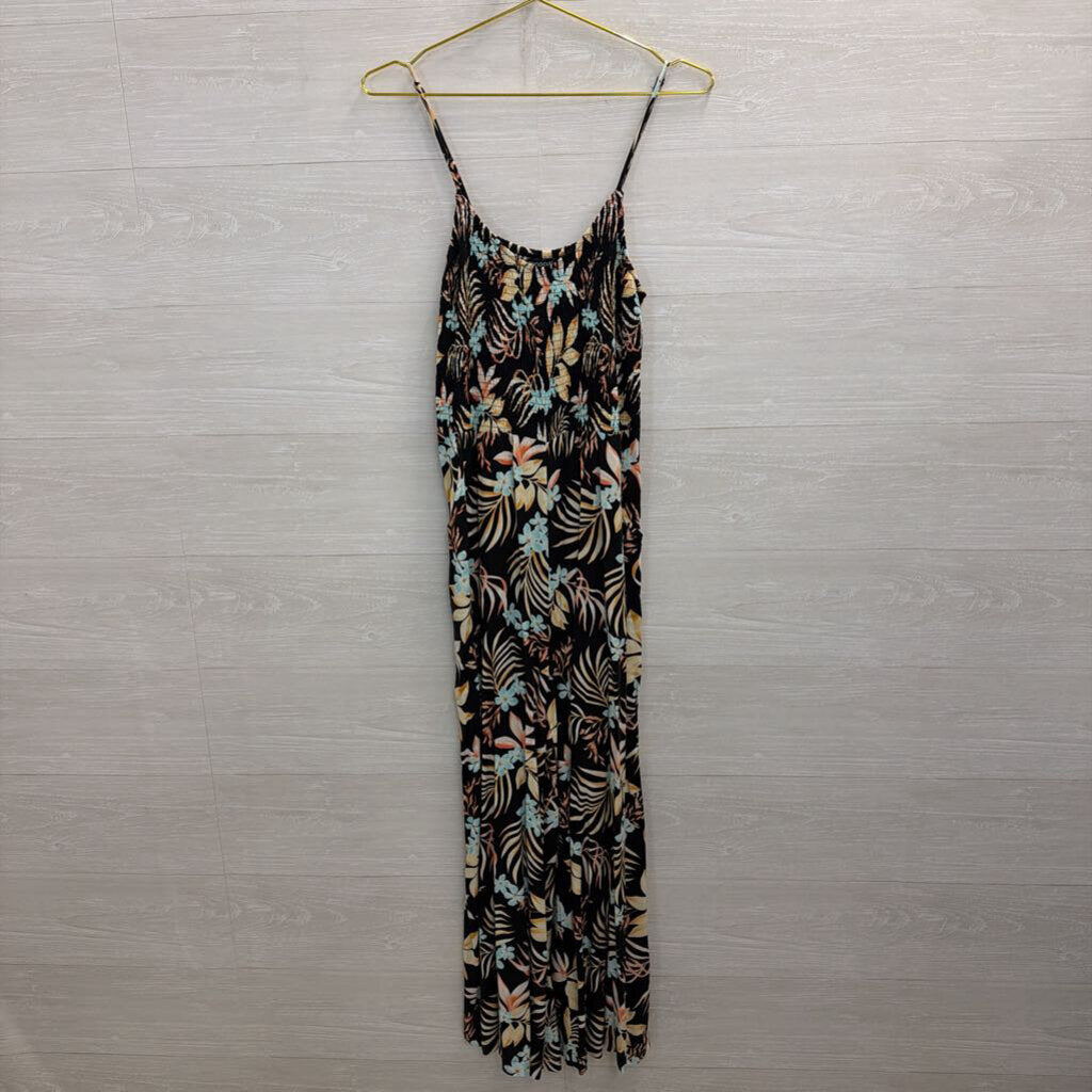 Rip Curl Black/ Multi Tropical Floral Print Jumpsuit Medium