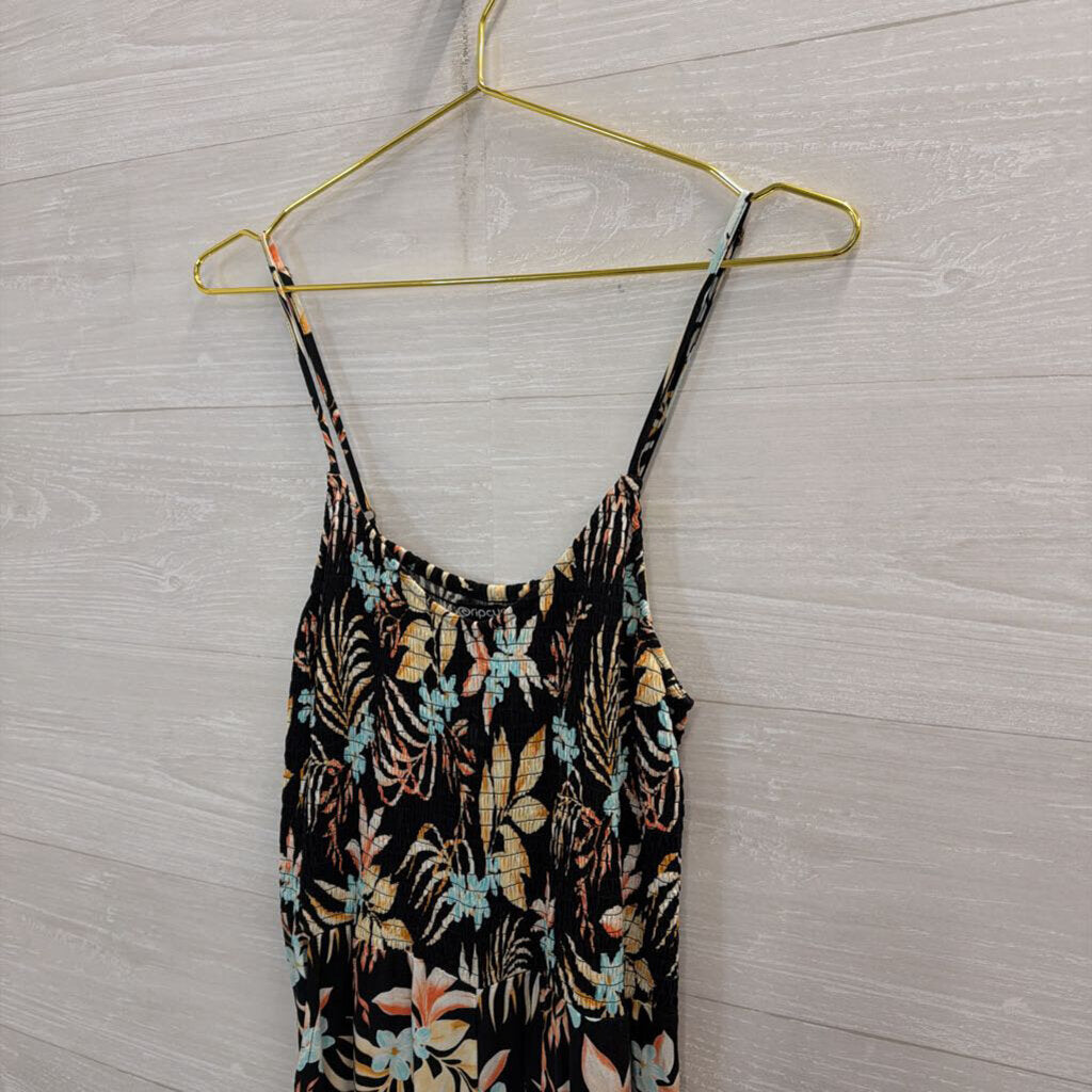 Rip Curl Black/ Multi Tropical Floral Print Jumpsuit Medium