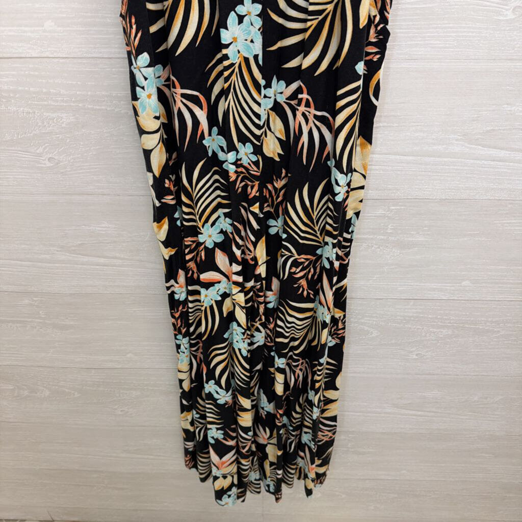 Rip Curl Black/ Multi Tropical Floral Print Jumpsuit Medium