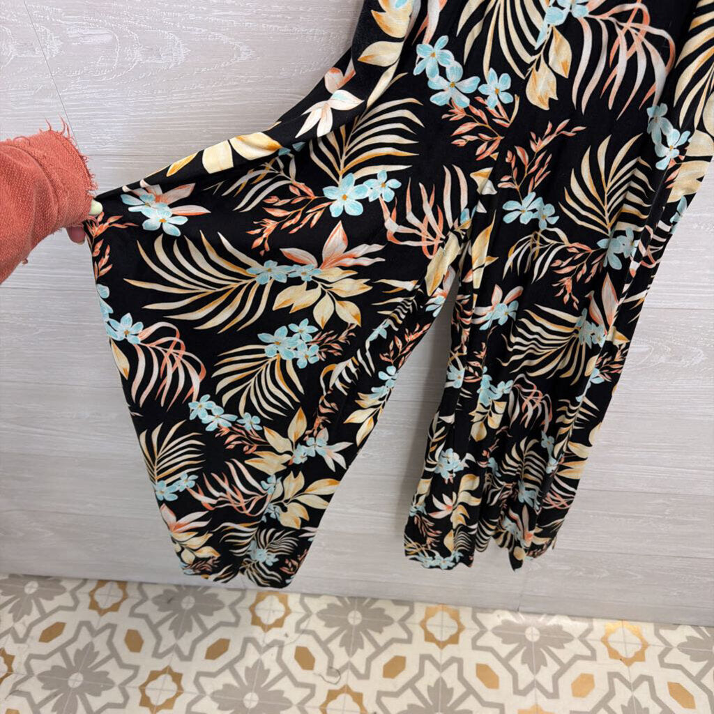 Rip Curl Black/ Multi Tropical Floral Print Jumpsuit Medium