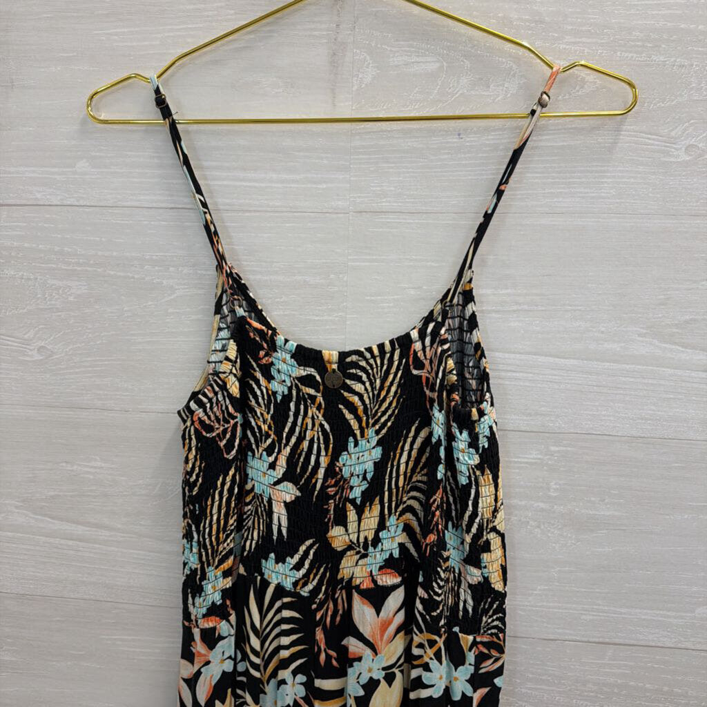 Rip Curl Black/ Multi Tropical Floral Print Jumpsuit Medium