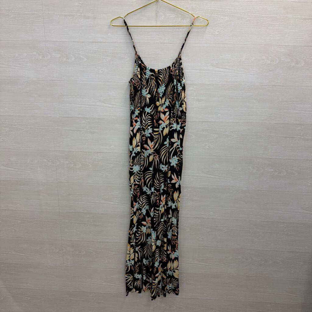 Rip Curl Black/ Multi Tropical Floral Print Jumpsuit Medium